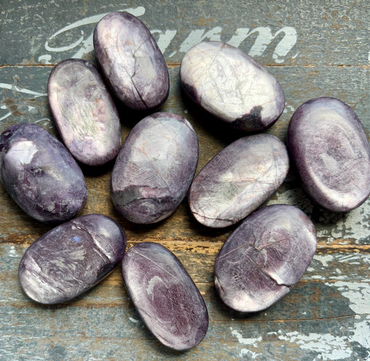 One (1) Small Lepidolite Gemmy Palm Stone from Madagascar