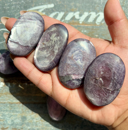 One (1) Small Lepidolite Gemmy Palm Stone from Madagascar