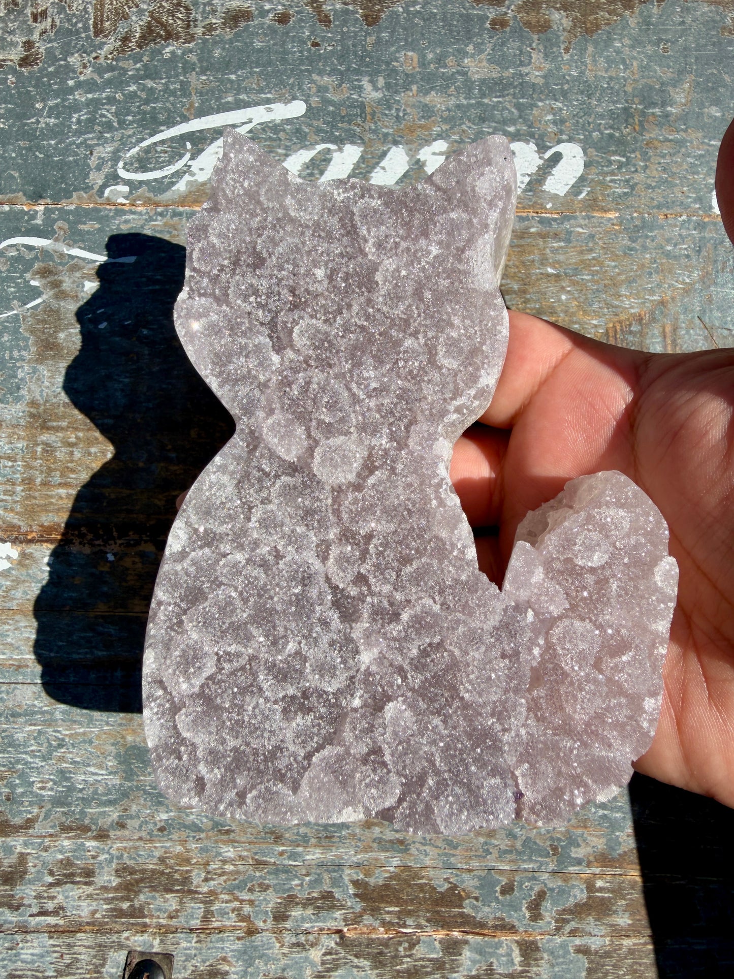 Sparkly Druzy Amethyst Cat (hand carved) | Brazil | Opt 98 (VIDEO IN LISTING)