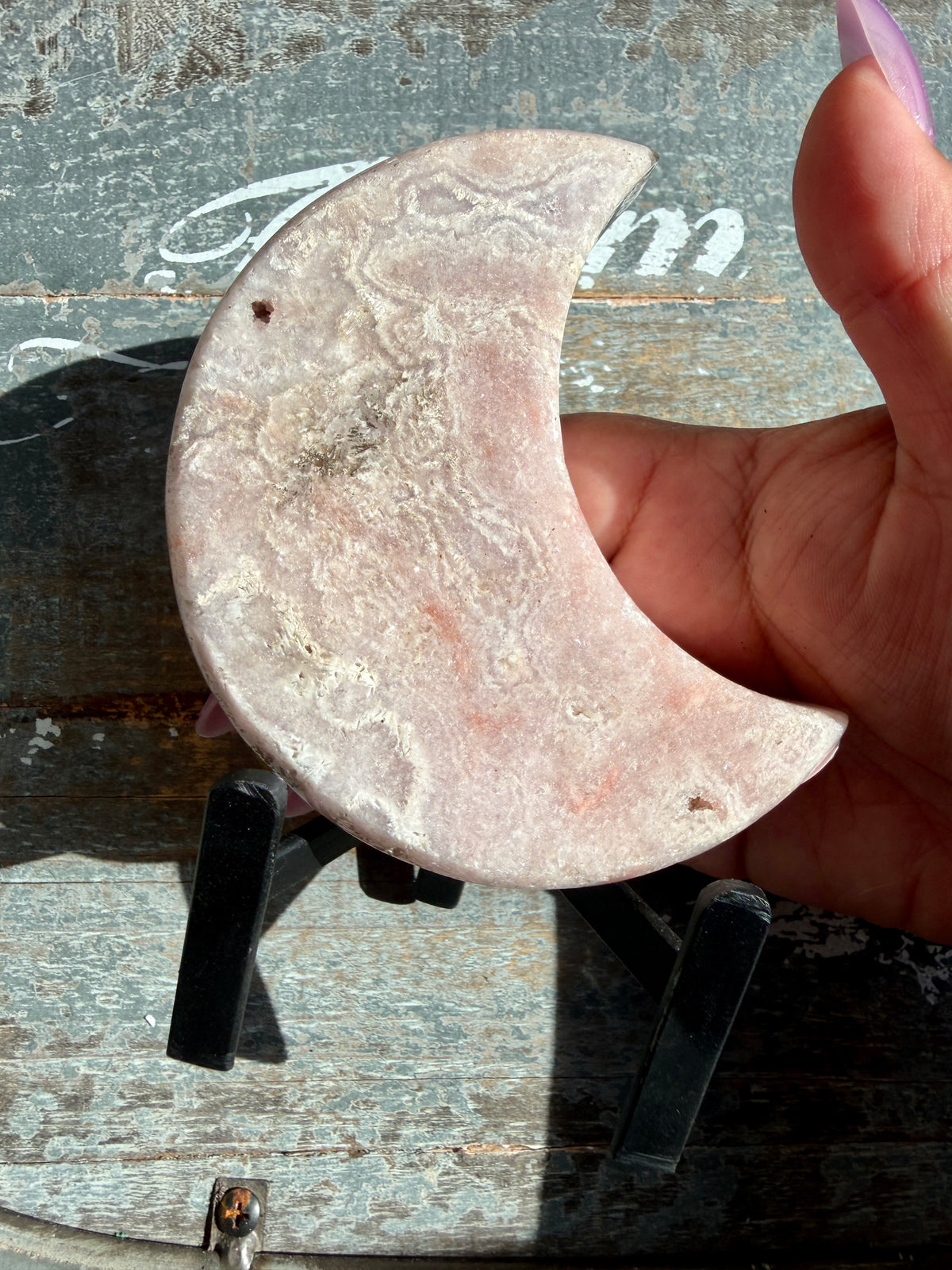 Gorgeous Pink Amethyst Moon on Stand | Brazil | Opt 13