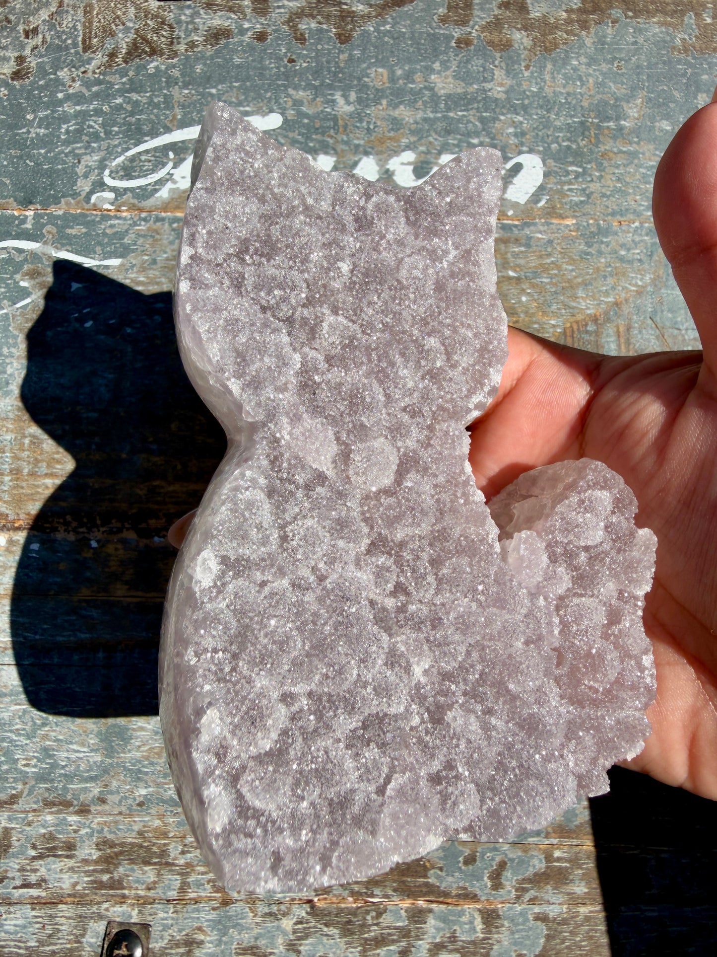 Sparkly Druzy Amethyst Cat (hand carved) | Brazil | Opt 98 (VIDEO IN LISTING)