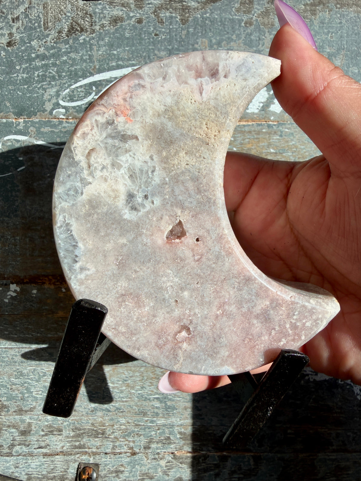 Gorgeous Pink Amethyst Moon on Stand | Brazil | Opt 16