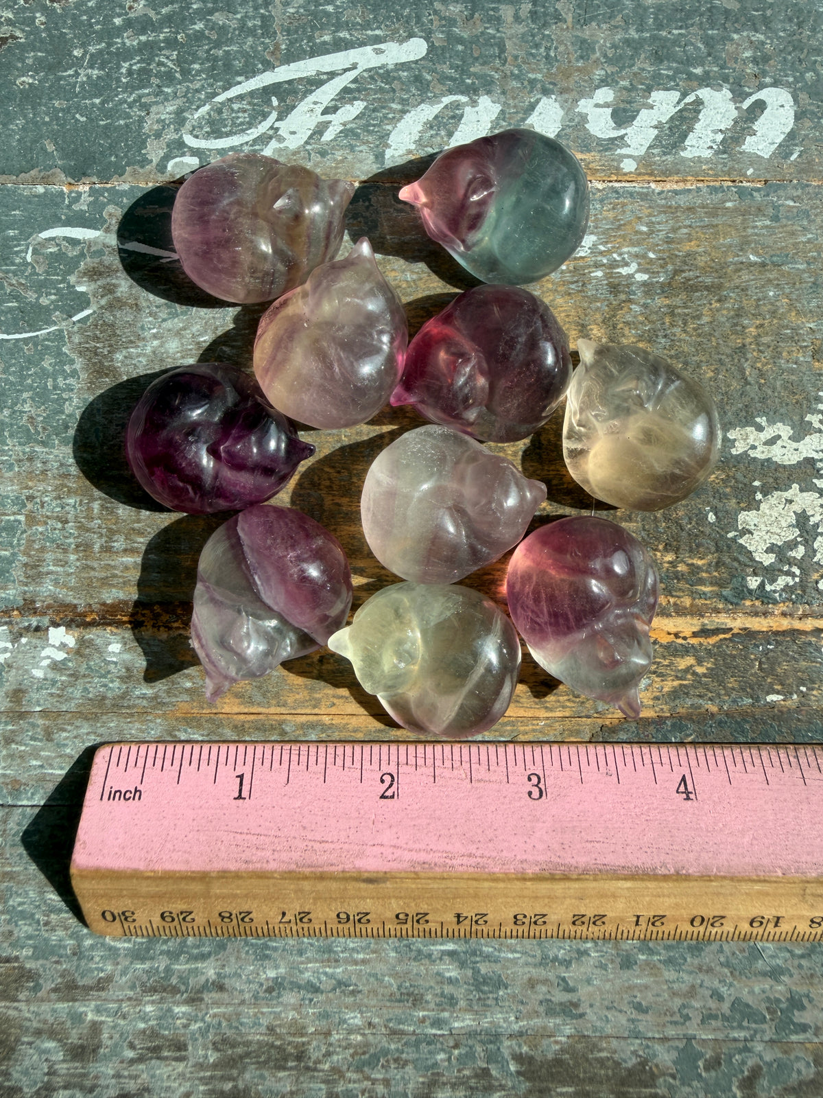 One (1) Adorable Candy Fluorite Mini Sleeping Cat | Intuitively Chosen