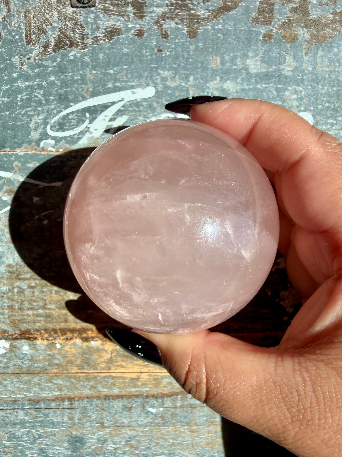 Gorgeous Peachy Rose Quartz Sphere | Opt X
