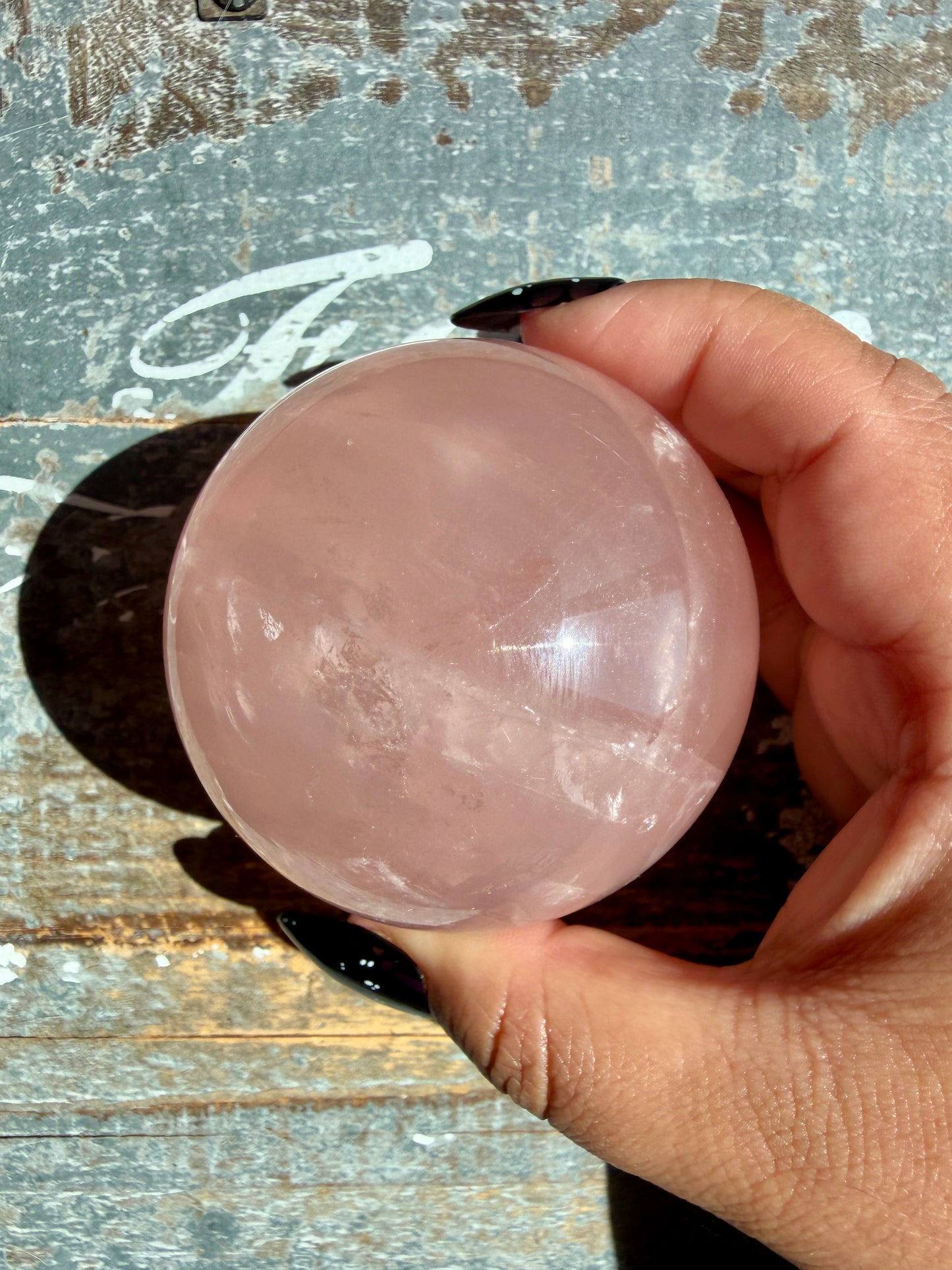 Gorgeous Peachy Rose Quartz Sphere | Opt X