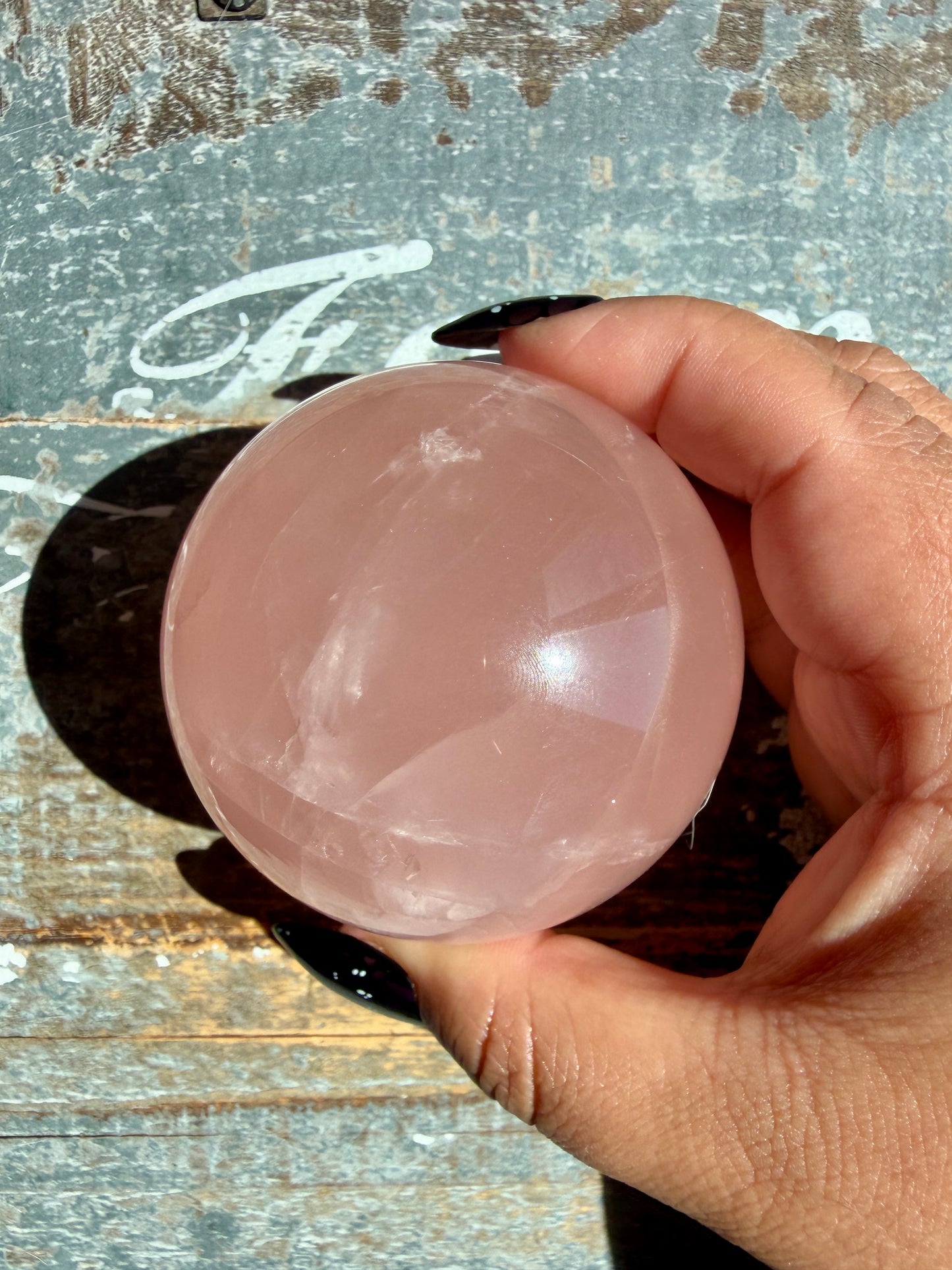 Gorgeous Peachy Rose Quartz Sphere | Opt X
