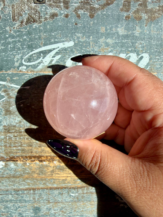 Gorgeous Peachy Rose Quartz Sphere | Opt V