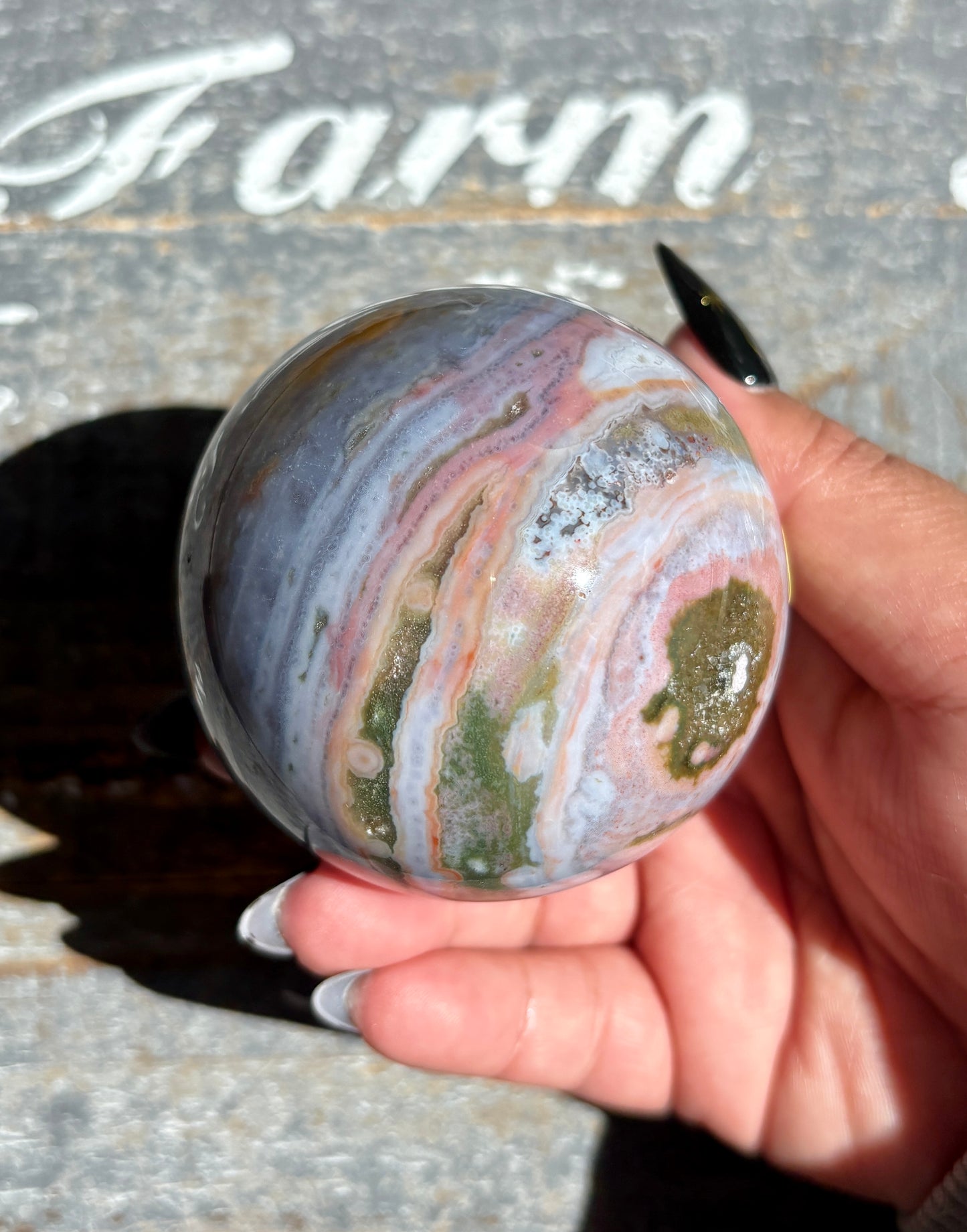 Gorgeous Rare Authentic Ocean Jasper Sphere from Madagascar | E