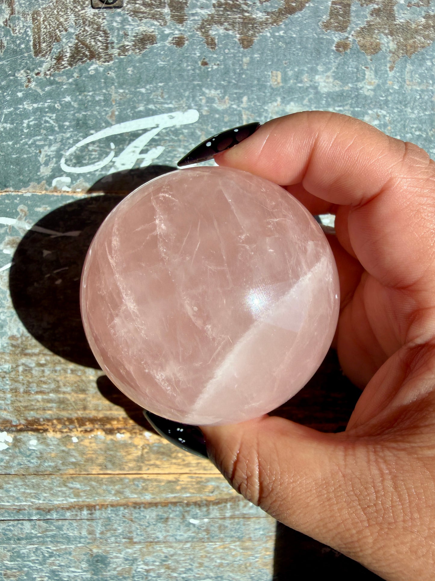 Gorgeous Peachy Rose Quartz Sphere | Opt Z