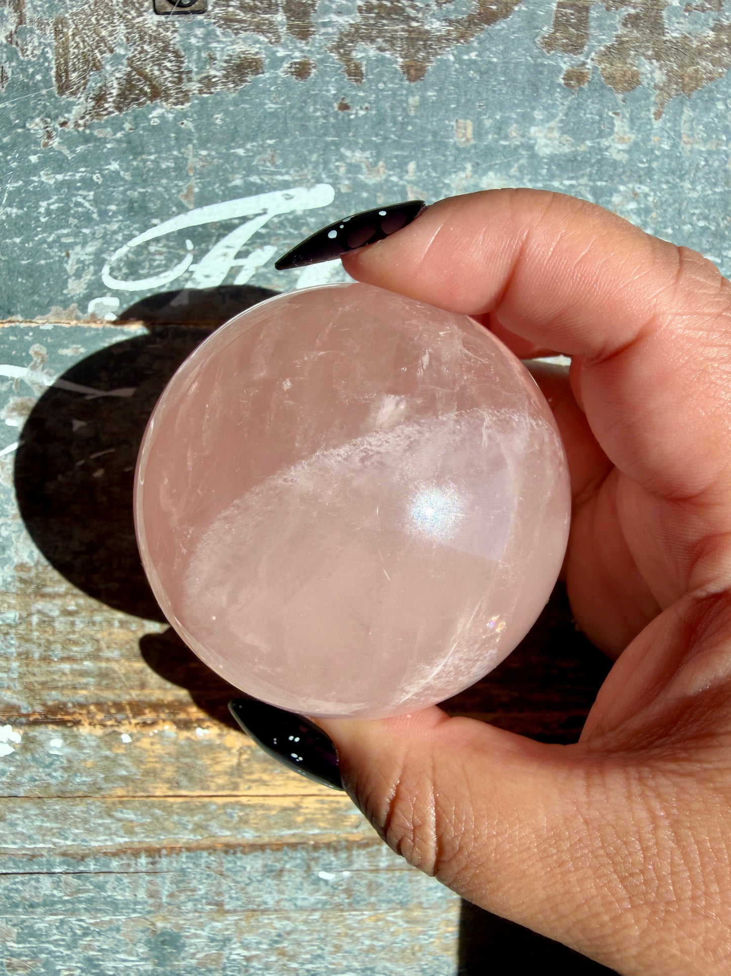 Gorgeous Peachy Rose Quartz Sphere | Opt Z