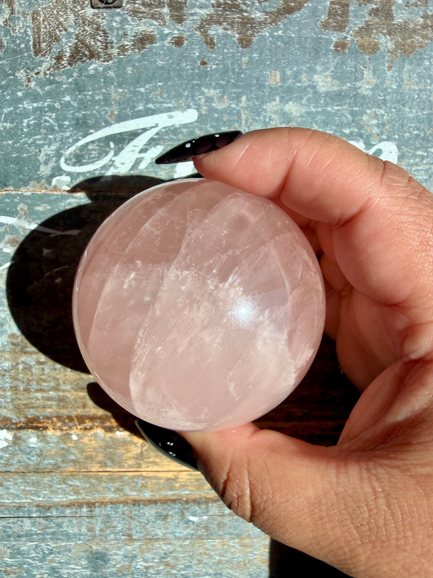 Gorgeous Peachy Rose Quartz Sphere | Opt Z