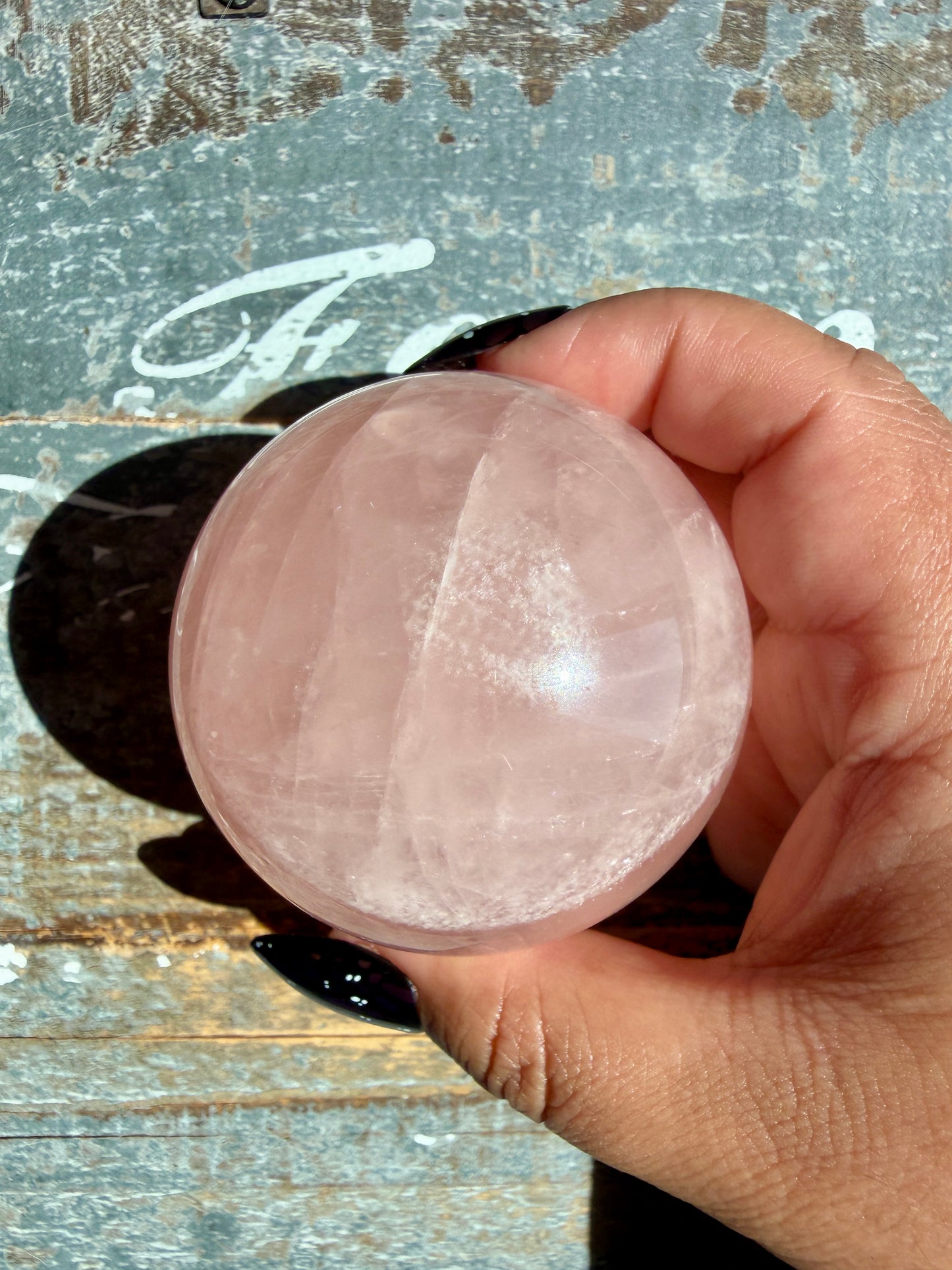 Gorgeous Peachy Rose Quartz Sphere | Opt Z