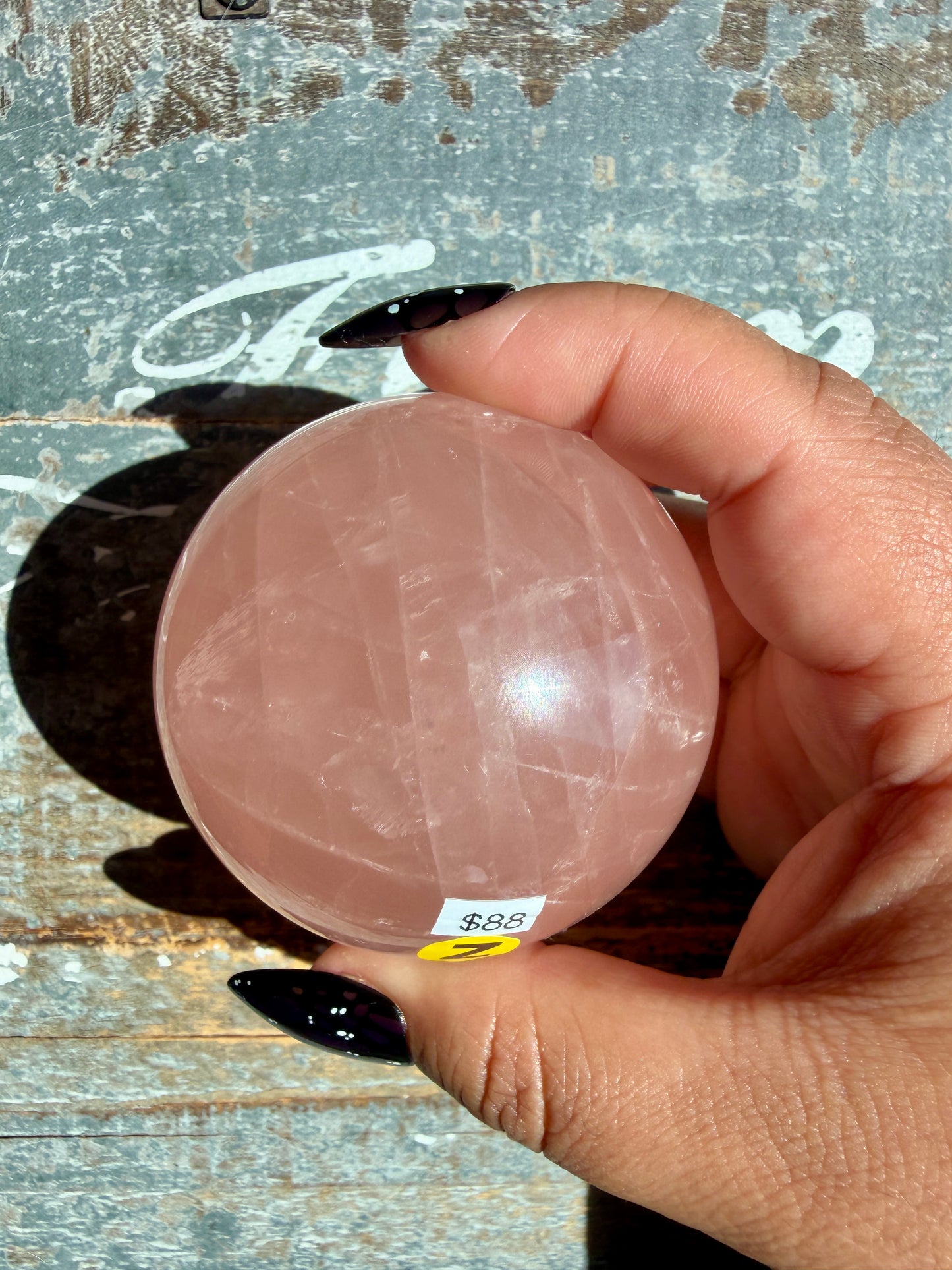 Gorgeous Peachy Rose Quartz Sphere | Opt Z