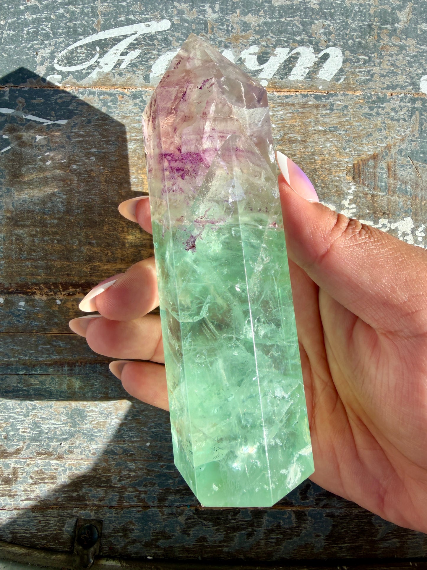 Gorgeous Watermelon Rainbow Fluorite Tower | Opt E