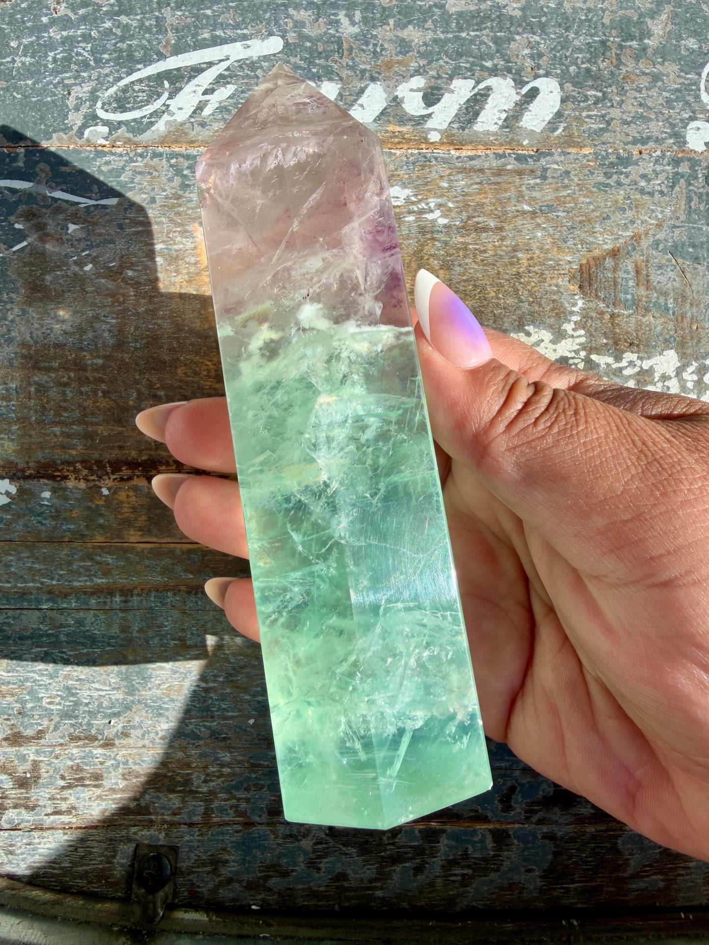 Gorgeous Watermelon Rainbow Fluorite Tower | Opt E