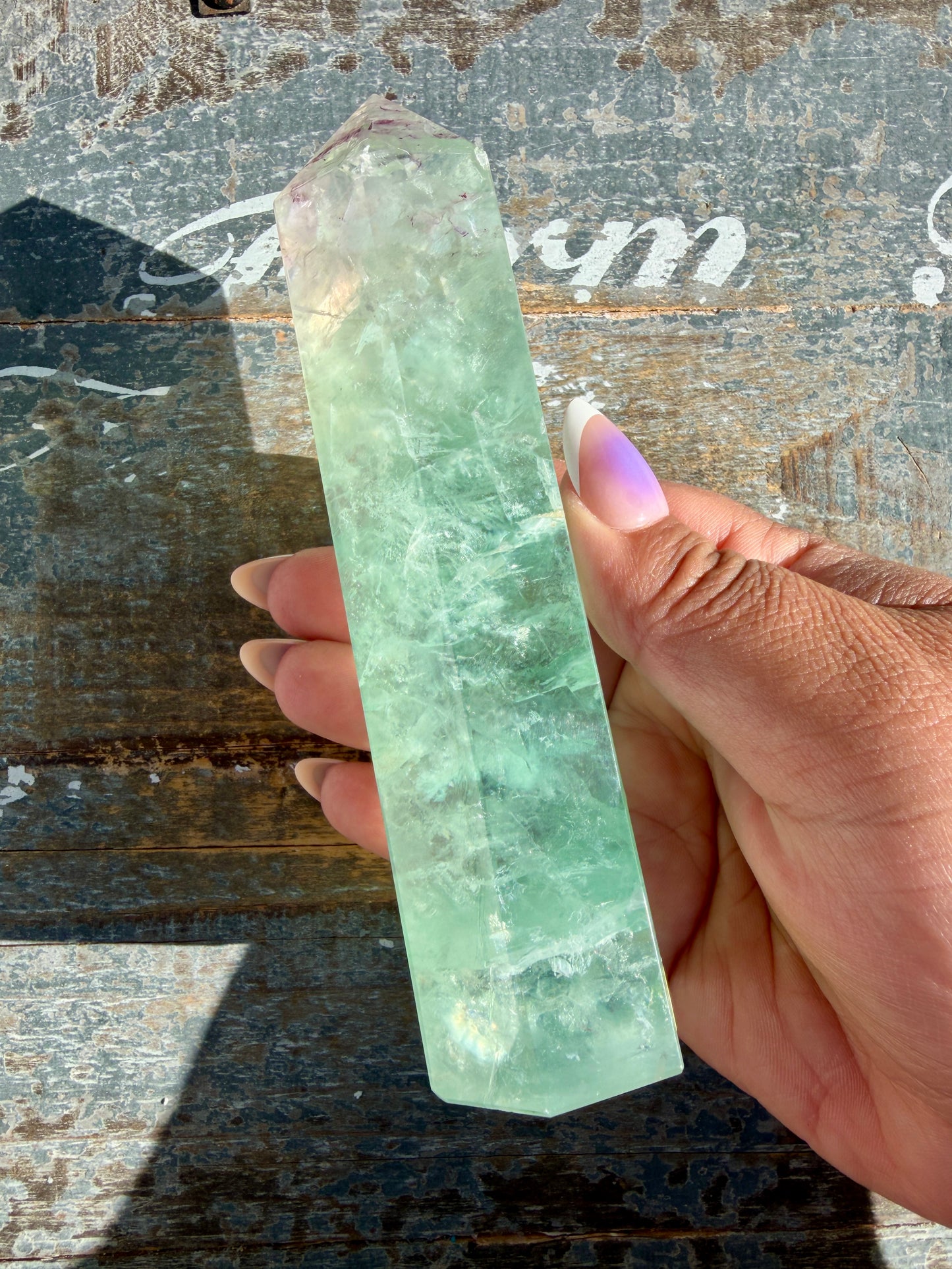 Gorgeous Watermelon Rainbow Fluorite Tower | Opt F