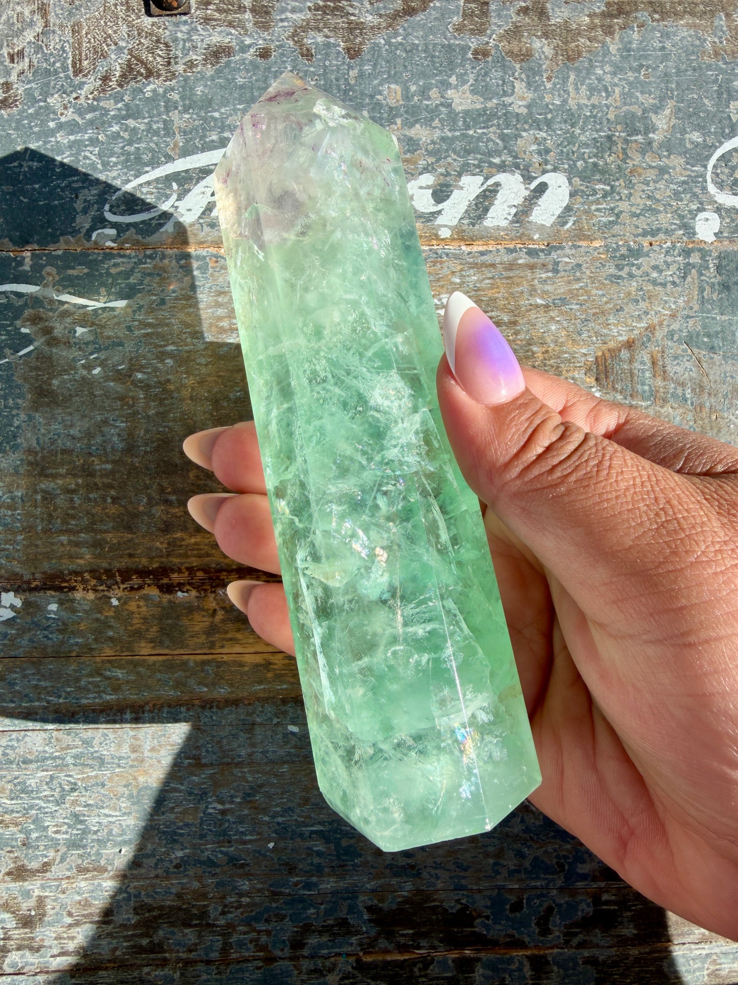 Gorgeous Watermelon Rainbow Fluorite Tower | Opt F