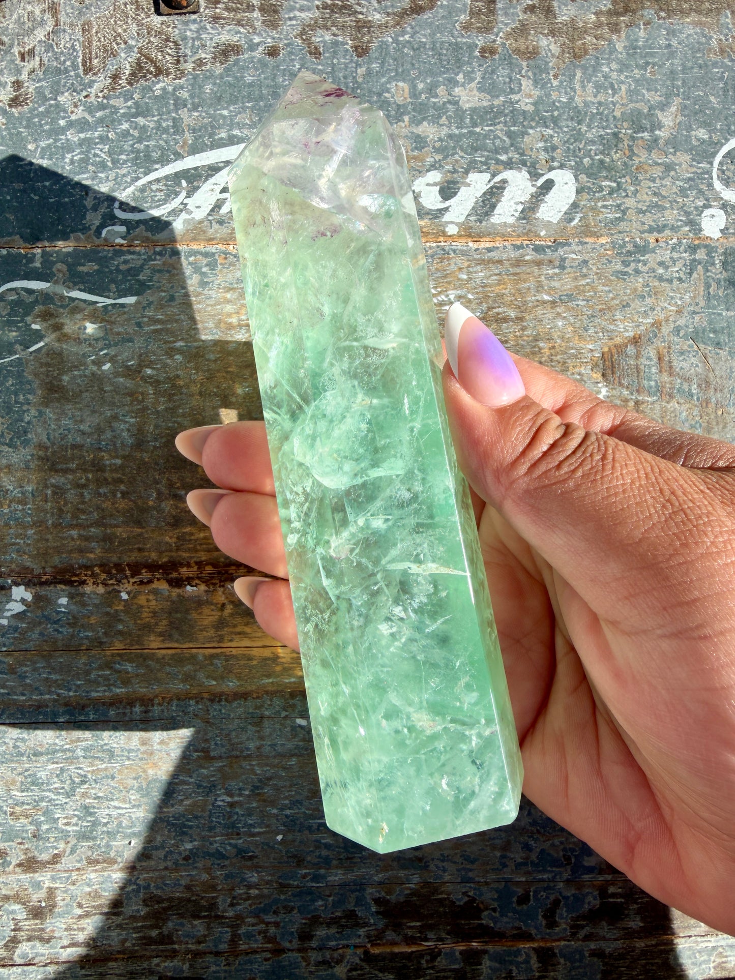 Gorgeous Watermelon Rainbow Fluorite Tower | Opt F