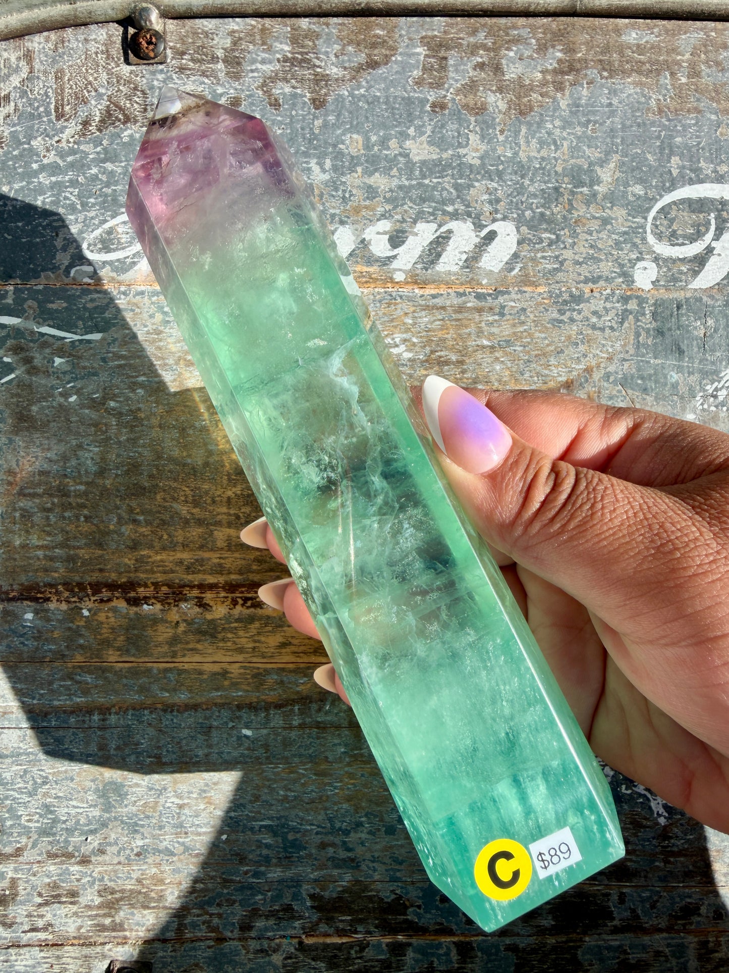Gorgeous Watermelon Rainbow Fluorite Tower | Opt C