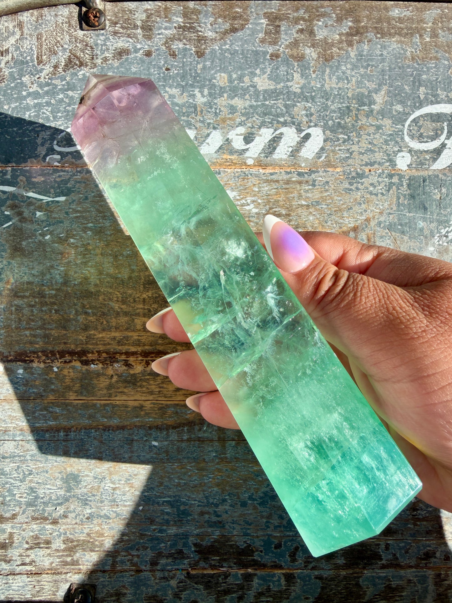 Gorgeous Watermelon Rainbow Fluorite Tower | Opt C