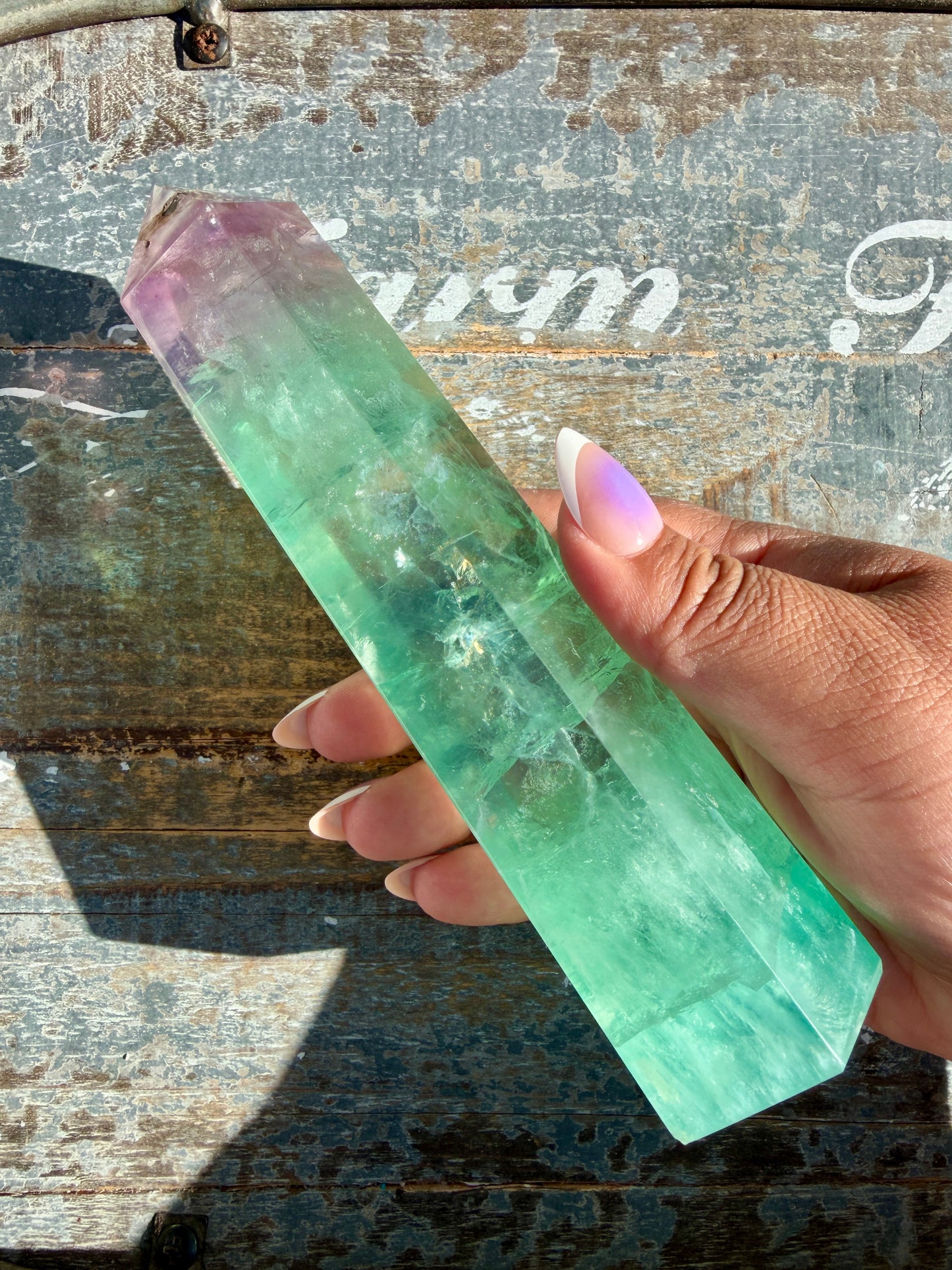 Gorgeous Watermelon Rainbow Fluorite Tower | Opt C