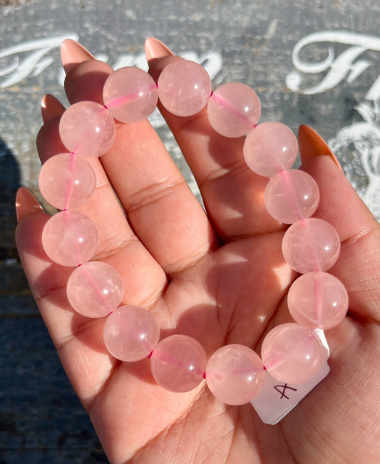 Gorgeous Grapefruit Rose Quartz Bracelet | Opt A | 14mm