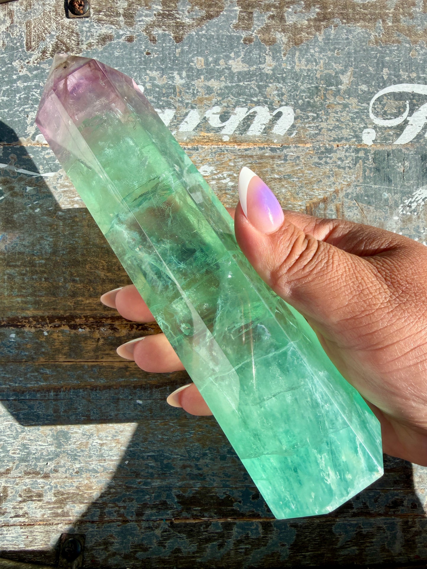 Gorgeous Watermelon Rainbow Fluorite Tower | Opt C