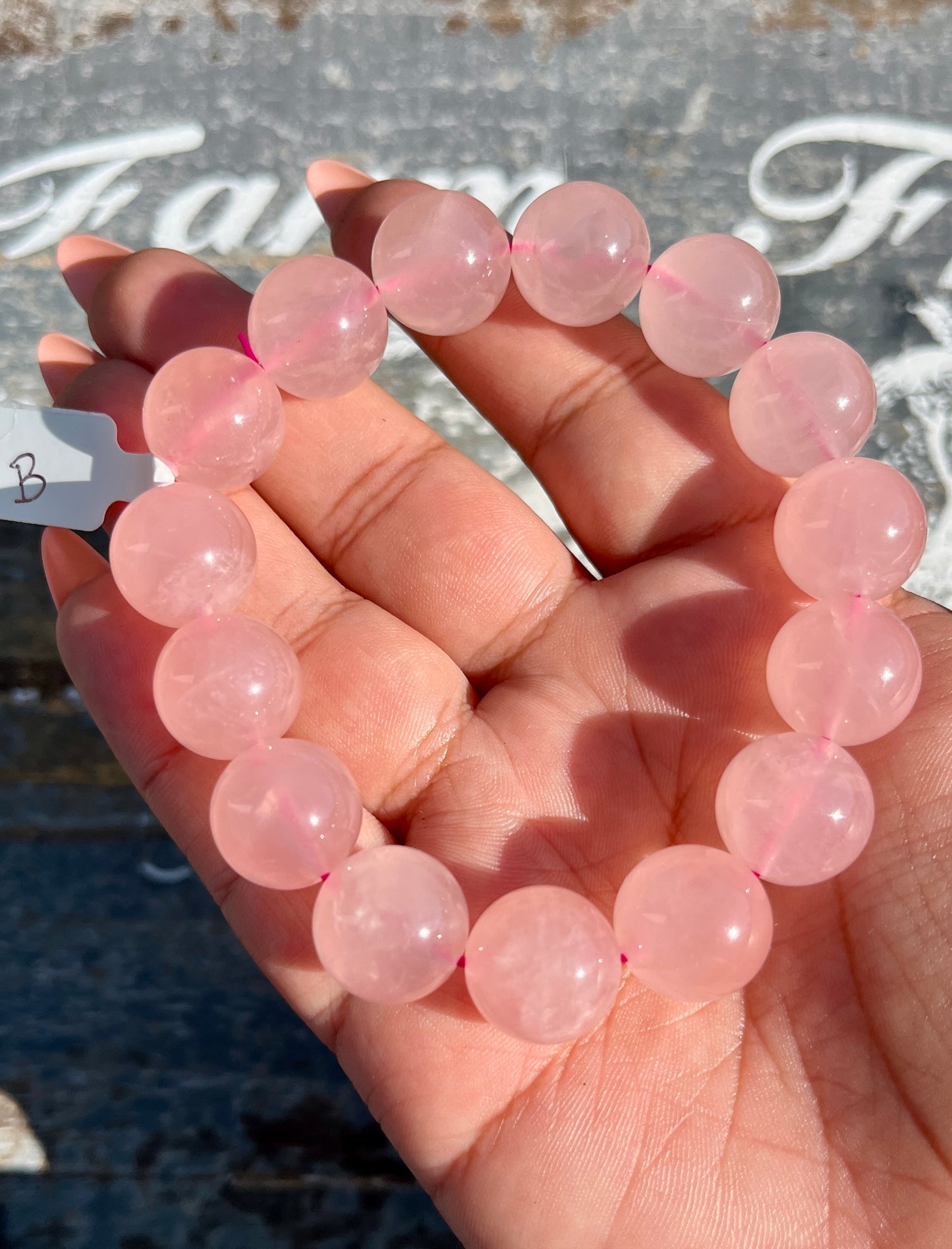 Gorgeous Grapefruit Rose Quartz Bracelet | Opt B | 14mm