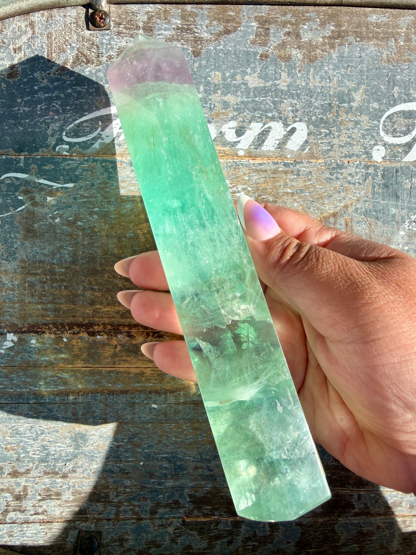 Gorgeous Watermelon Rainbow Fluorite Tower | Opt D