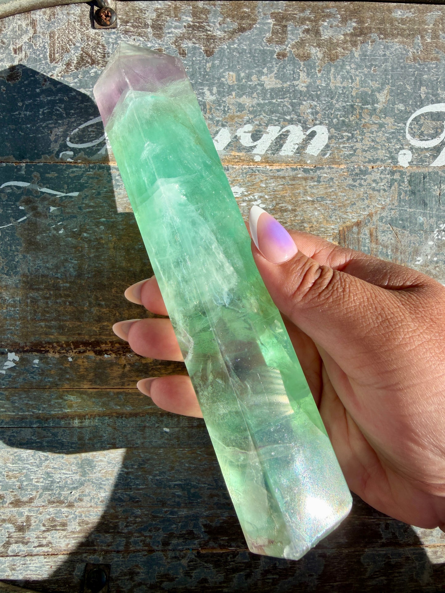 Gorgeous Watermelon Rainbow Fluorite Tower | Opt D