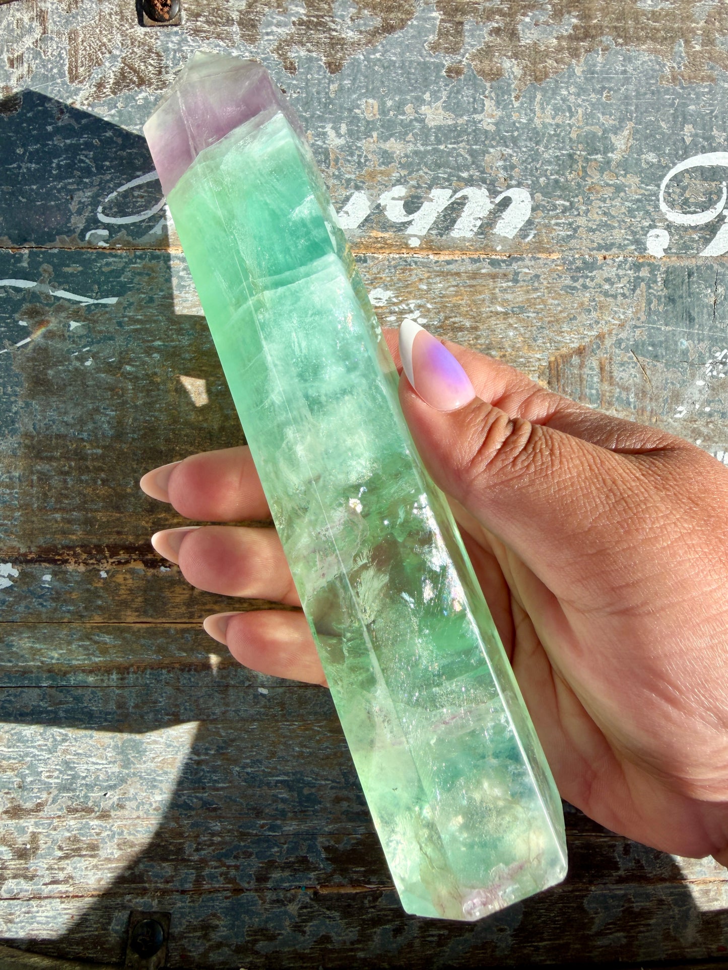 Gorgeous Watermelon Rainbow Fluorite Tower | Opt D