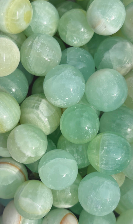 One (1) Mini Pistachio Calcite Sphere | Intuitively Chosen | 20mm