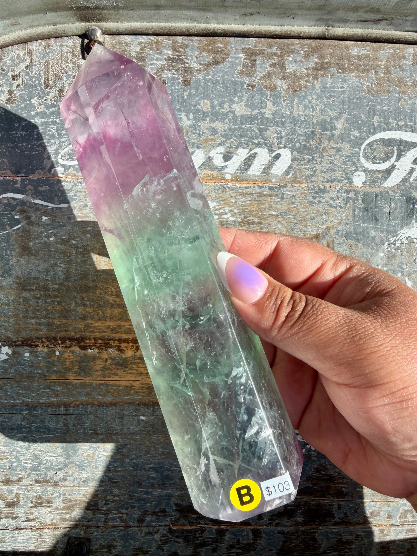 Gorgeous Watermelon Rainbow Fluorite Tower | Opt B