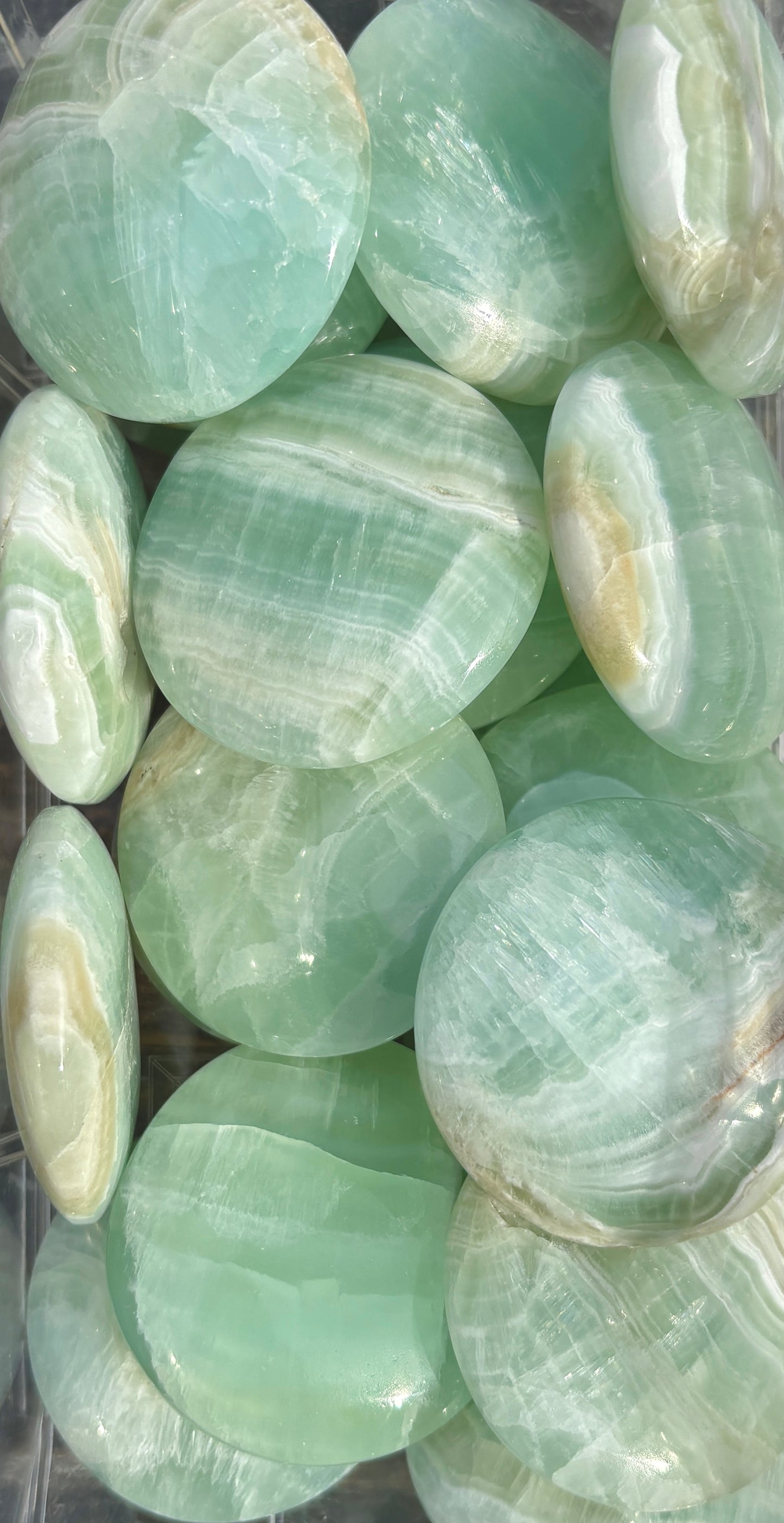 One (1) Pistachio Calcite Medallion | Intuitively Chosen