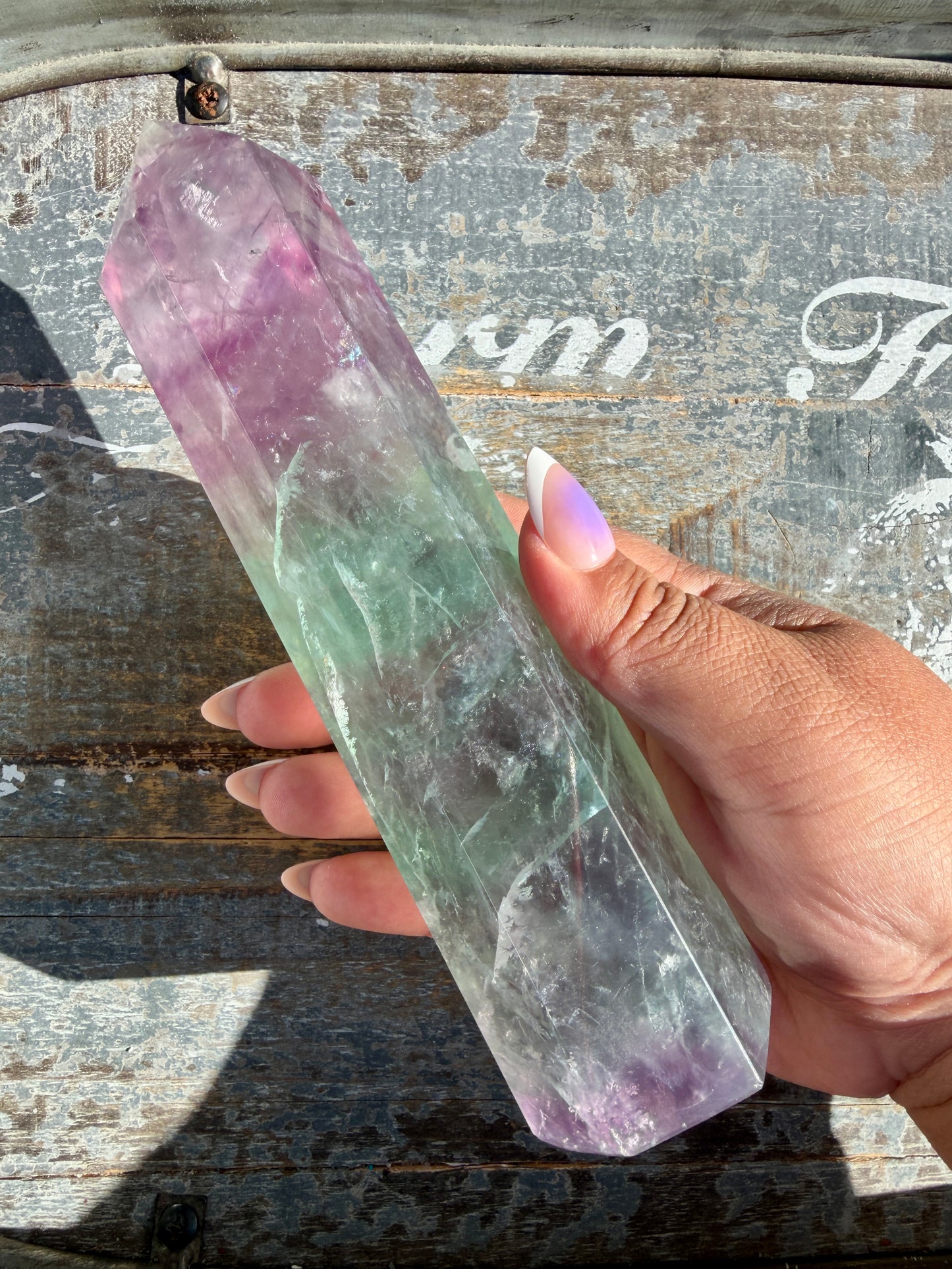 Gorgeous Watermelon Rainbow Fluorite Tower | Opt B