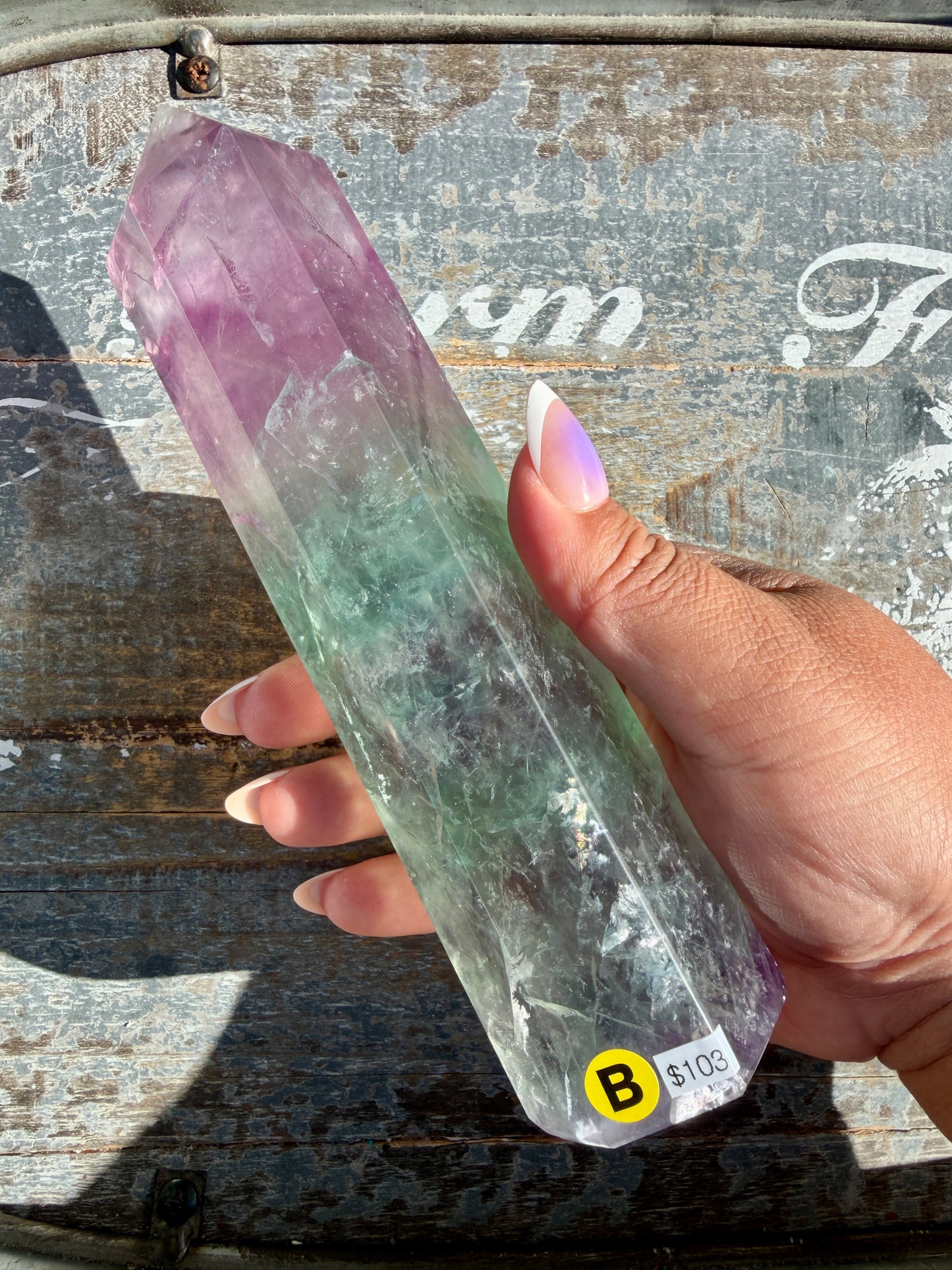 Gorgeous Watermelon Rainbow Fluorite Tower | Opt B