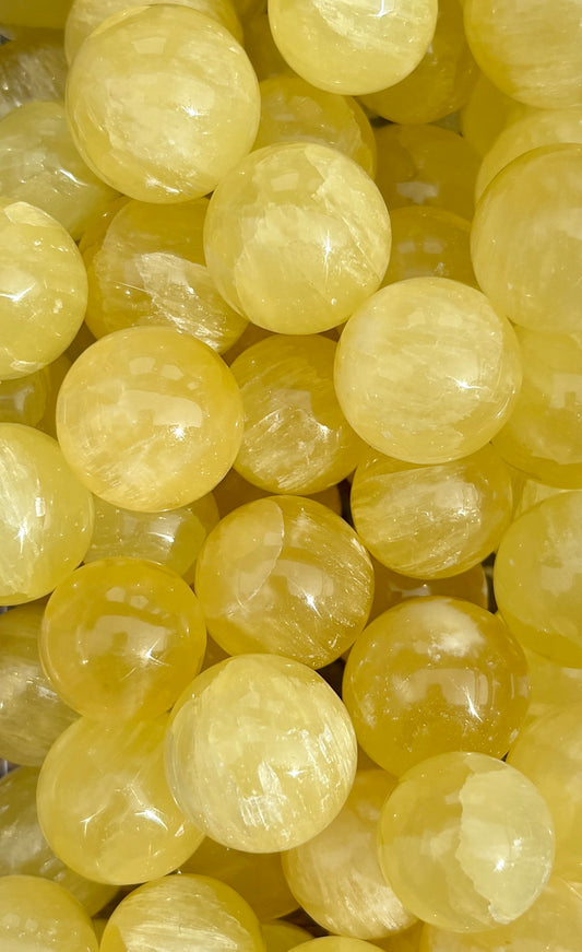 One (1) Mini Lemon Calcite Sphere | Intuitively Chosen | 20mm