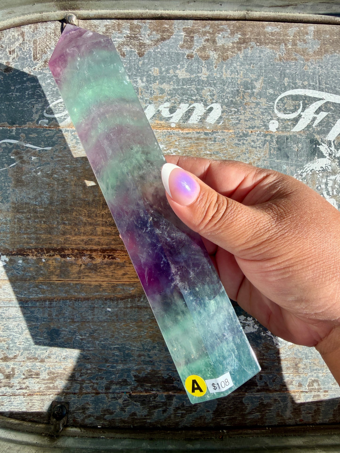 Gorgeous Watermelon Rainbow Fluorite Tower | Opt A