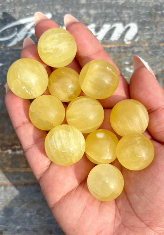 One (1) Mini Lemon Calcite Sphere | Intuitively Chosen | 20mm