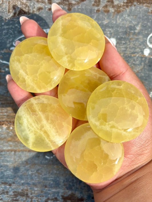 One (1) Lemon Calcite Medallion | Intuitively Chosen
