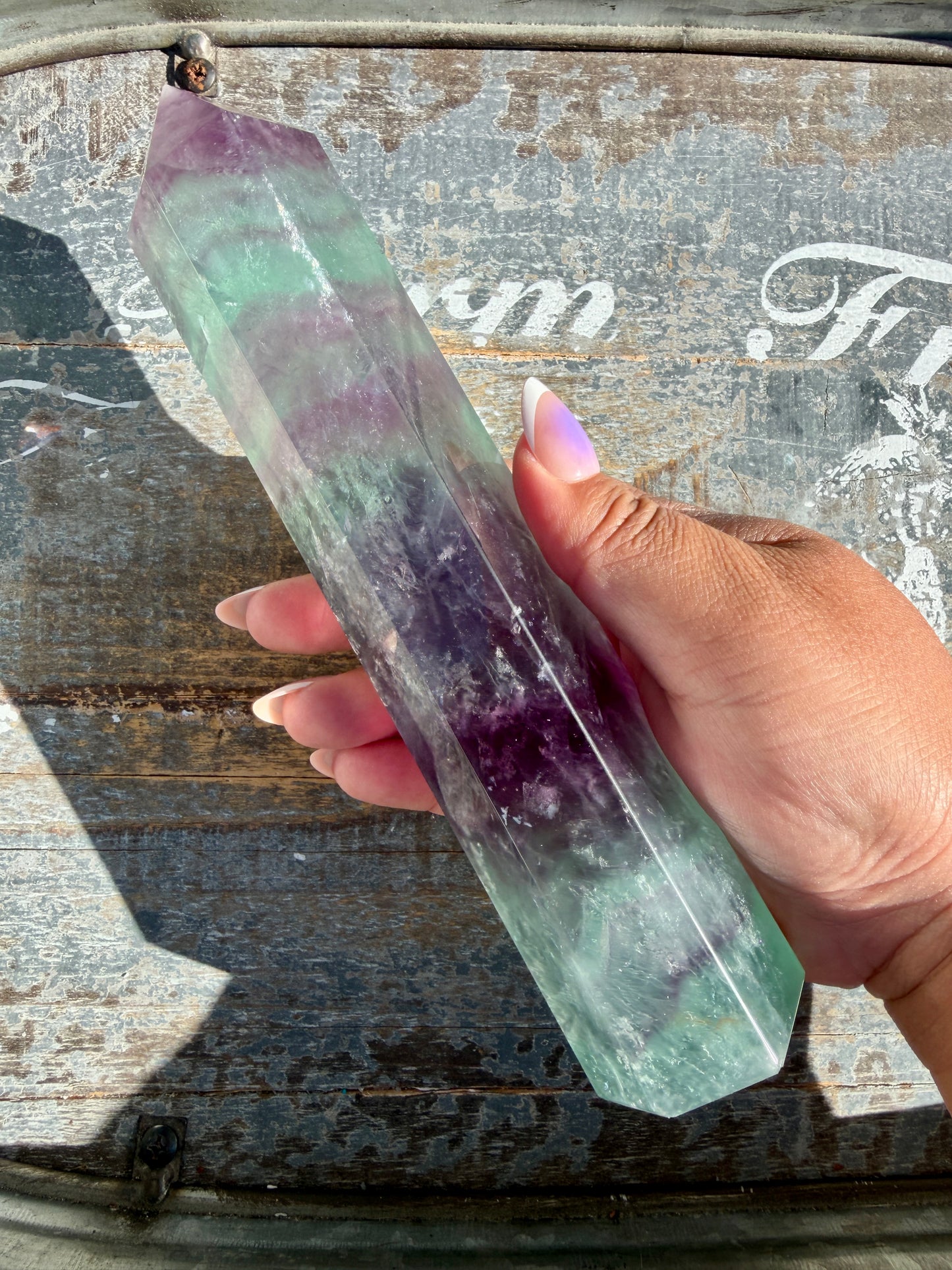 Gorgeous Watermelon Rainbow Fluorite Tower | Opt A