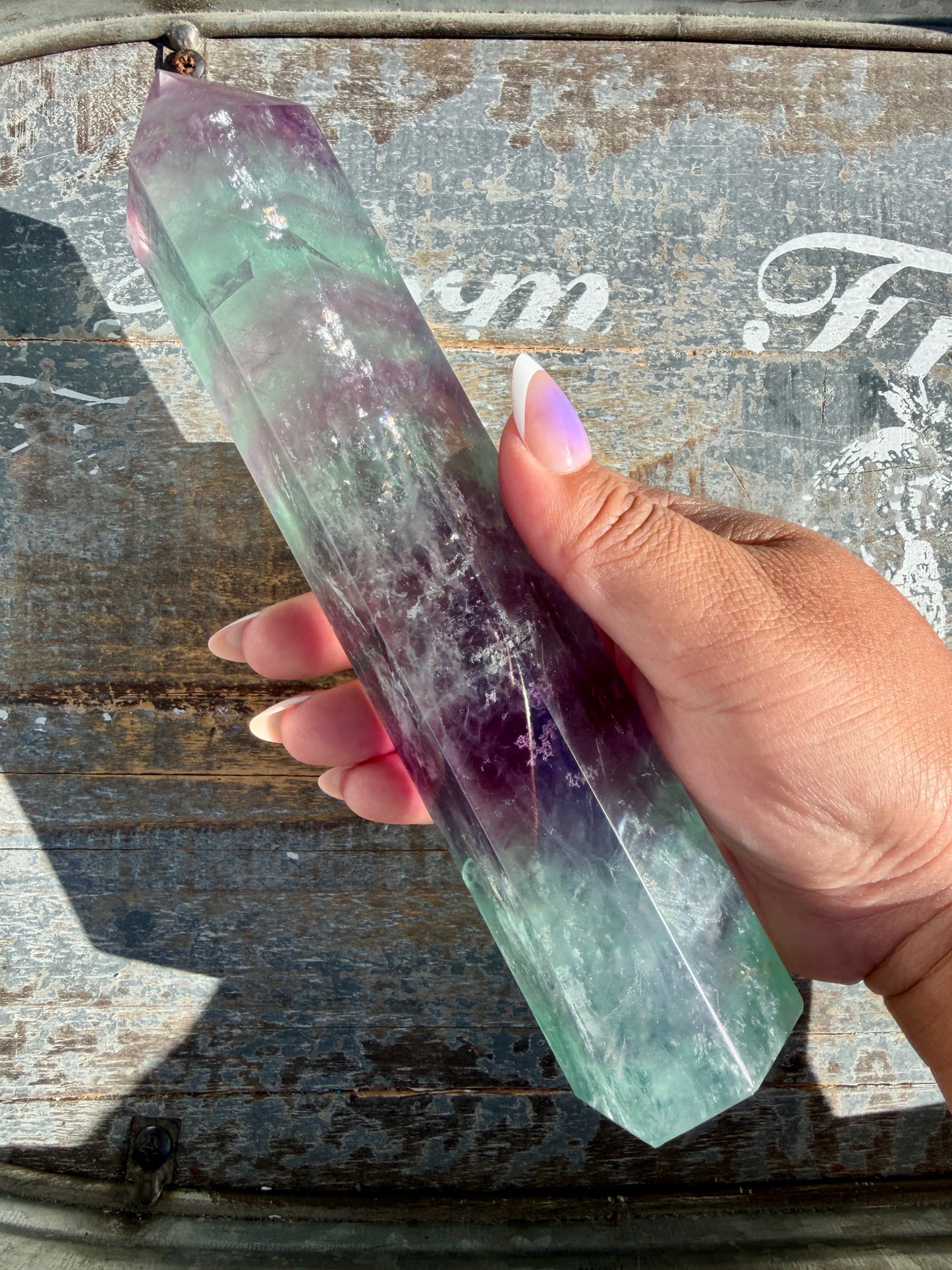 Gorgeous Watermelon Rainbow Fluorite Tower | Opt A