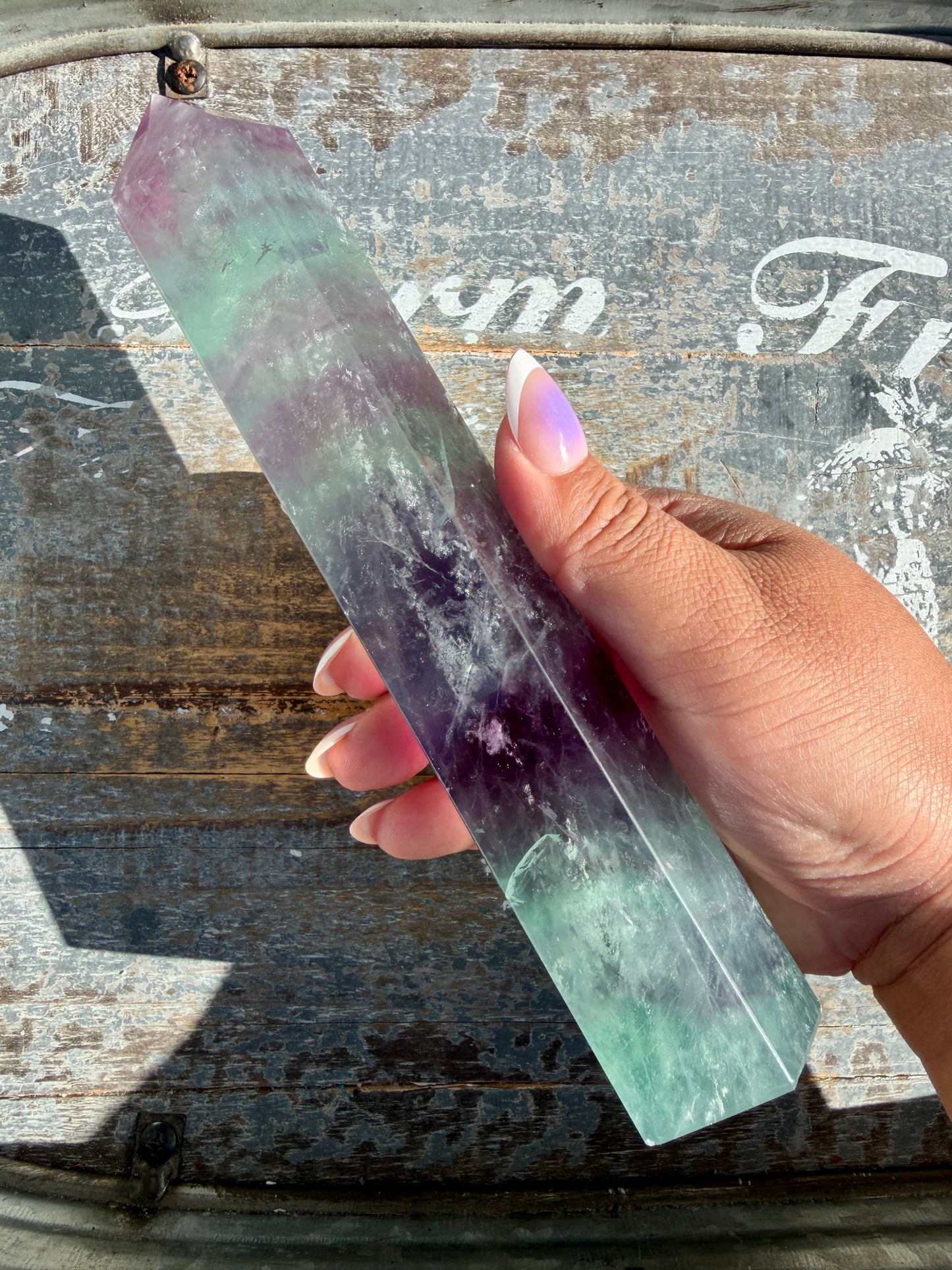 Gorgeous Watermelon Rainbow Fluorite Tower | Opt A