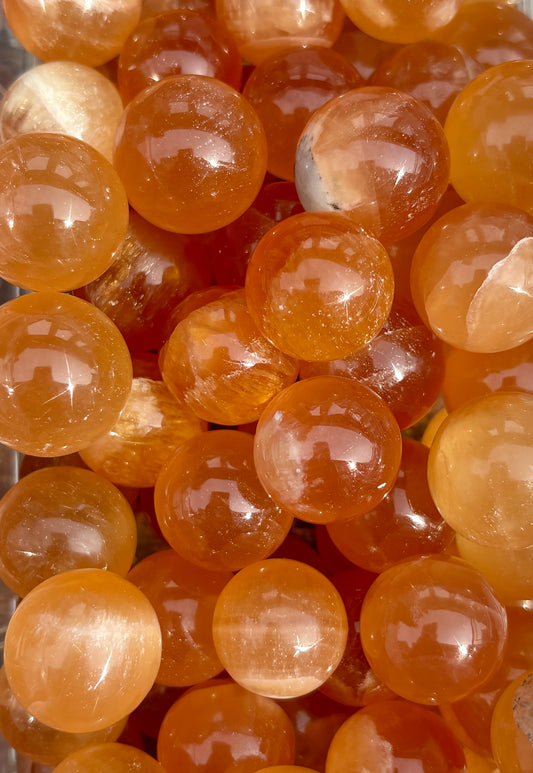 One (1) Mini Honey Calcite Sphere | Intuitively Chosen | 20mm