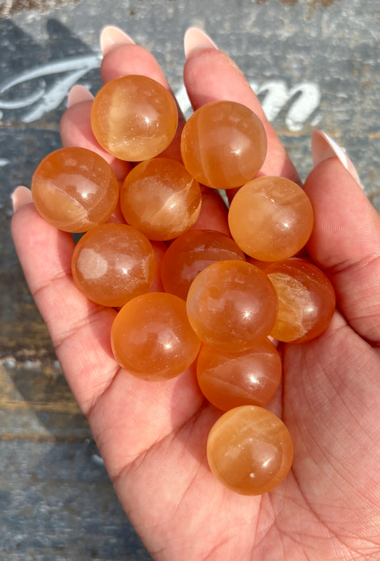 One (1) Mini Honey Calcite Sphere | Intuitively Chosen | 20mm