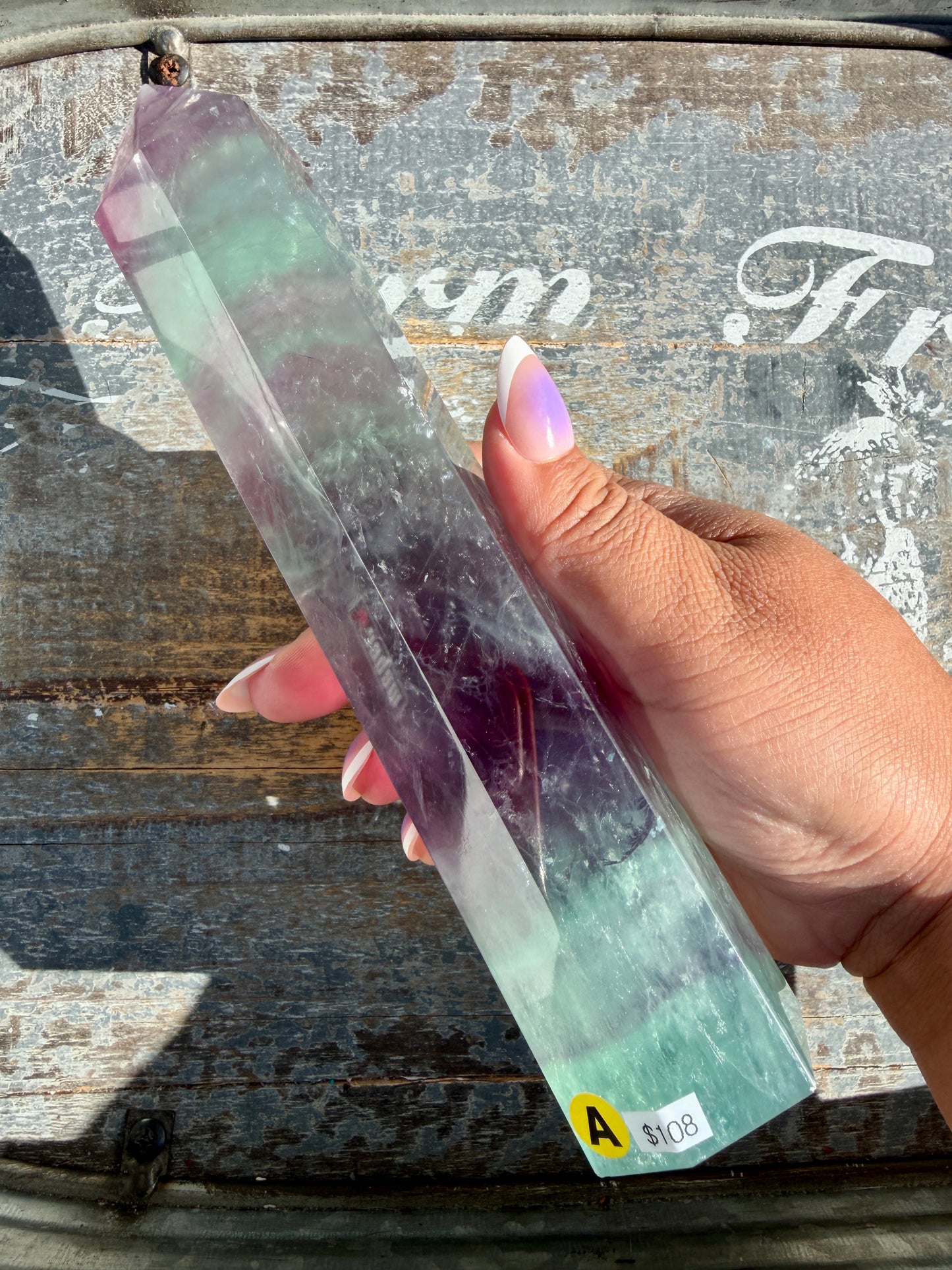 Gorgeous Watermelon Rainbow Fluorite Tower | Opt A