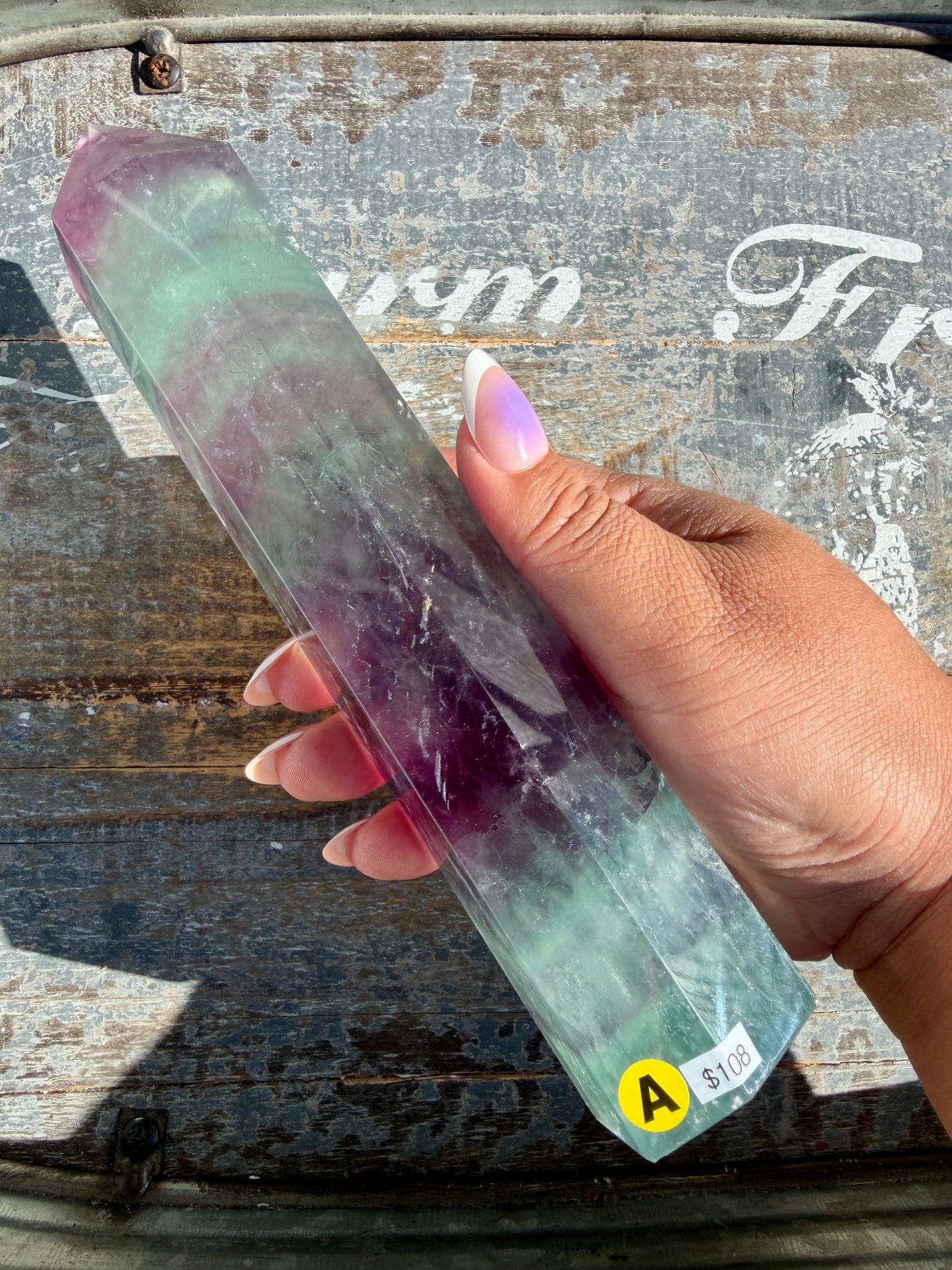 Gorgeous Watermelon Rainbow Fluorite Tower | Opt A