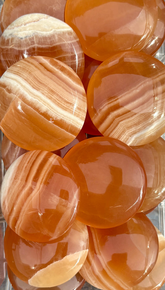 One (1) Honey Calcite Medallion | Intuitively Chosen
