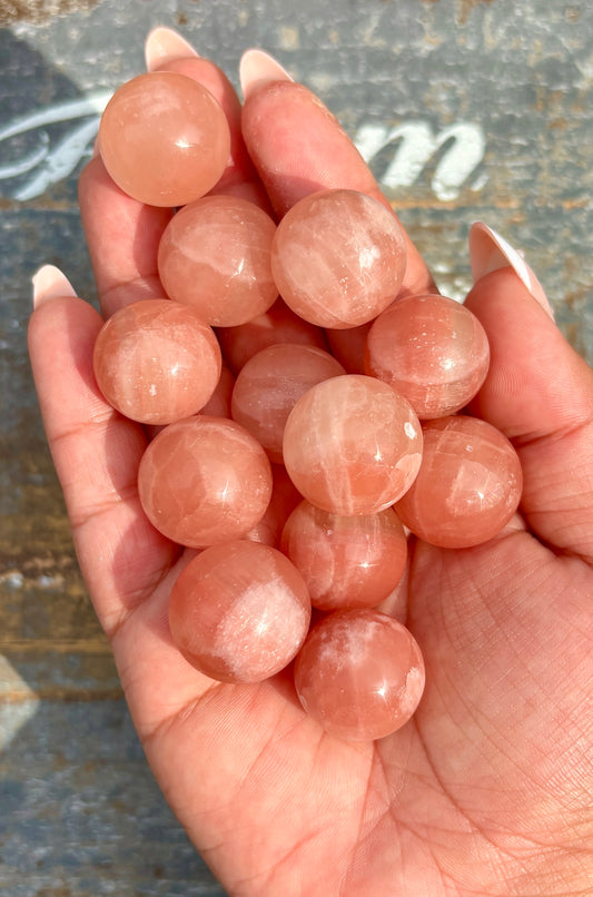 One (1) Mini Rose Calcite Sphere | Intuitively Chosen | 20mm