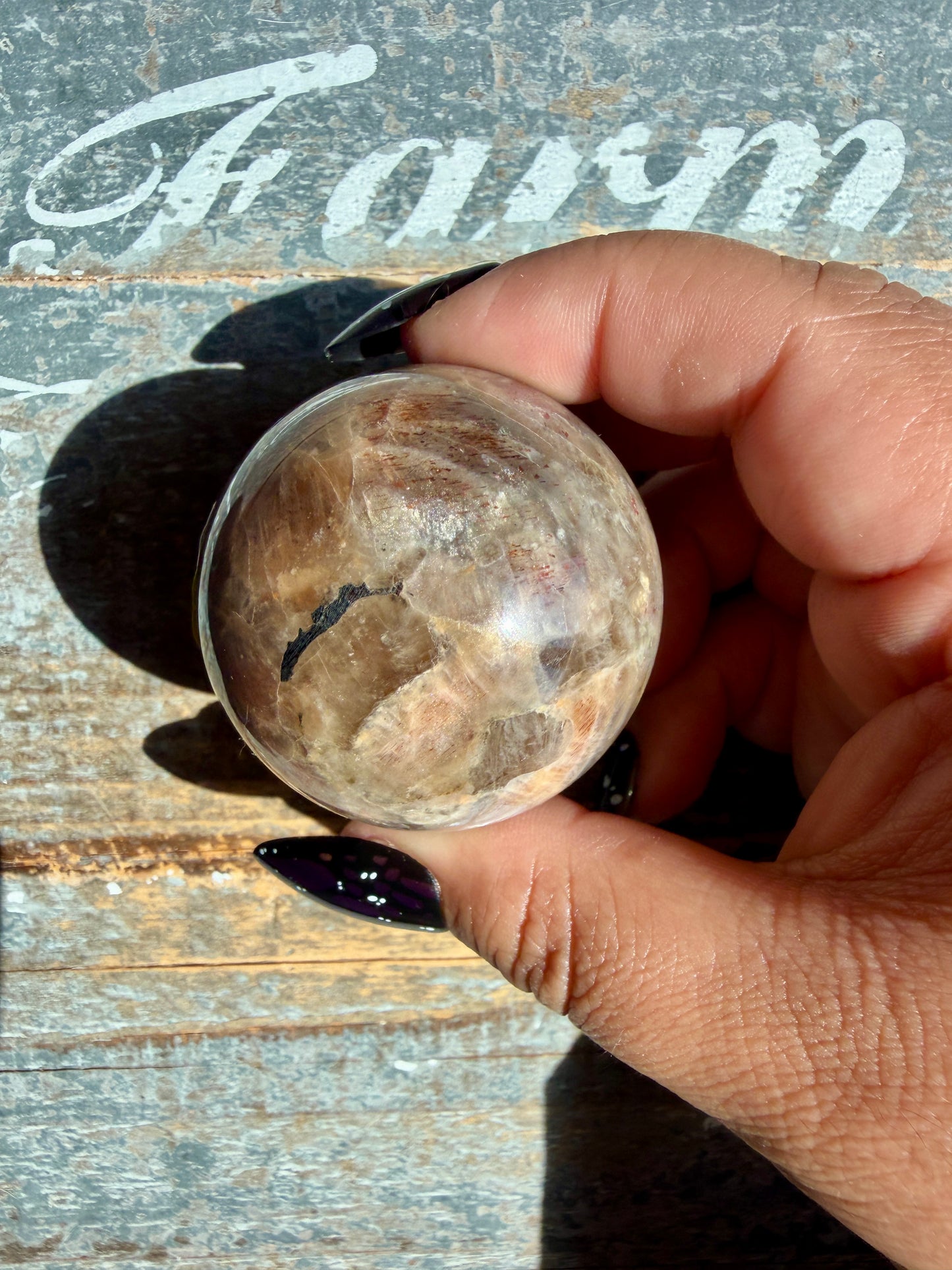 Gorgeous Black Moonstone Sphere from Madagascar | Opt X